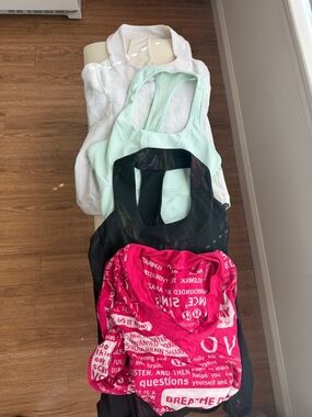 lululemon athletica tank tops — white, mint, black, bright pink